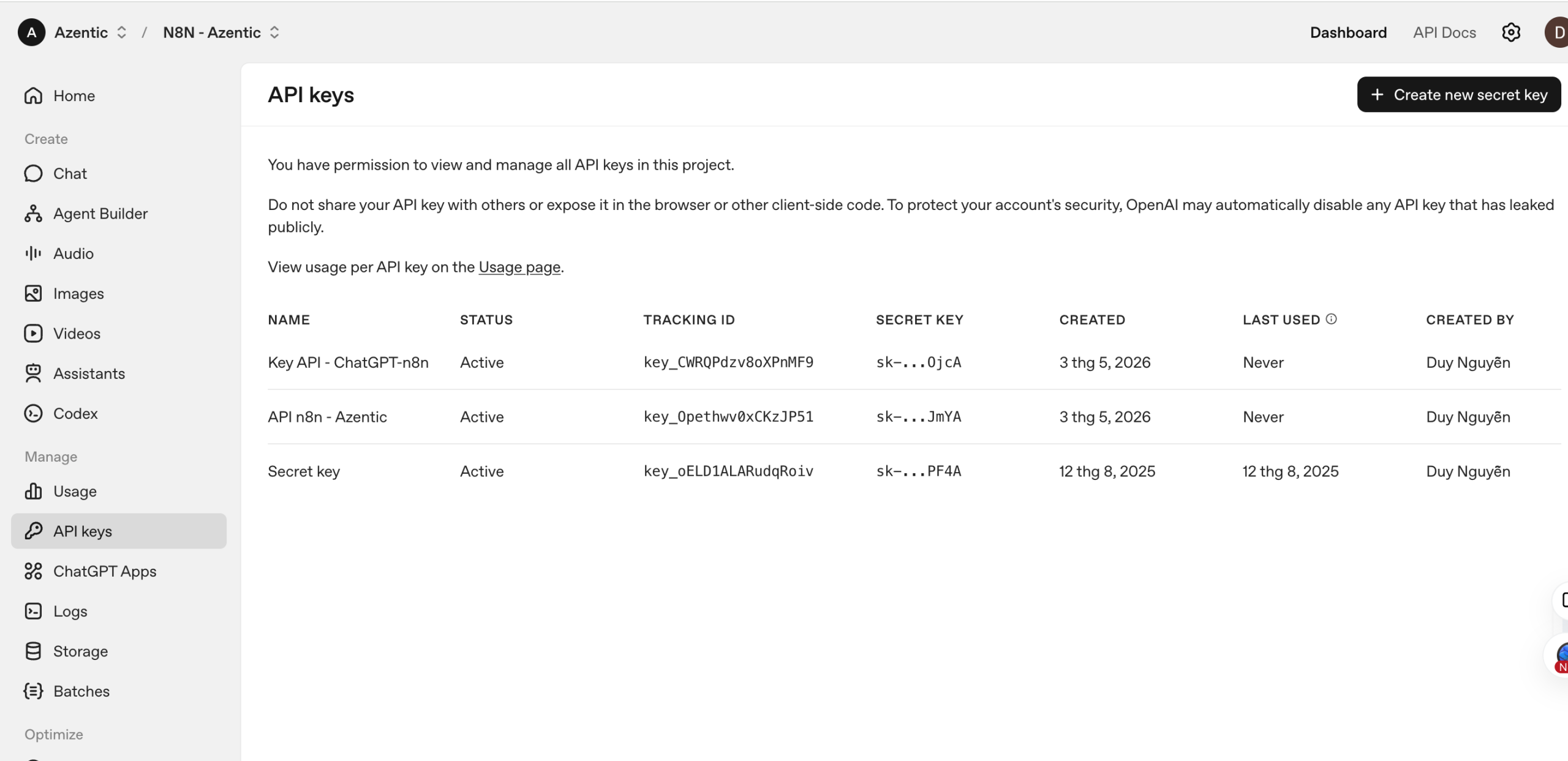 API Key openAI